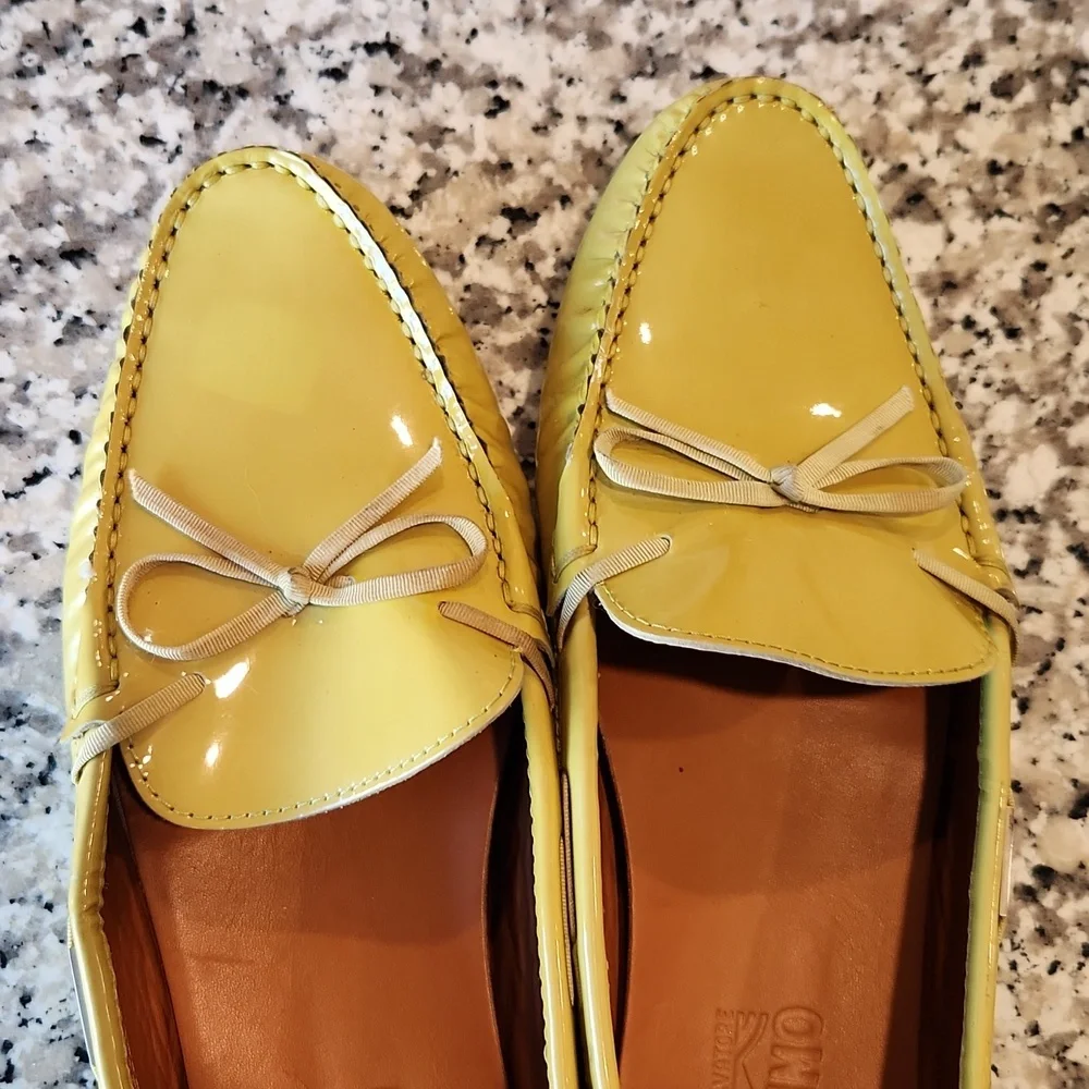 Salvatore Ferragamo Yellow Patent Leather Bow Loafers - Picture 7 of 10